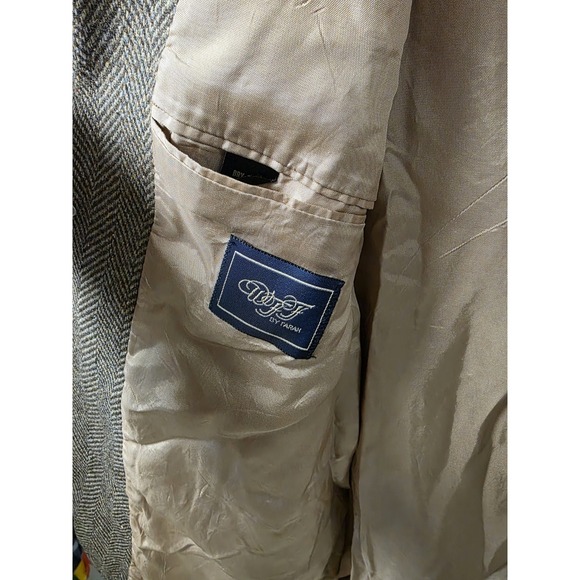 WFF by Farah Men's Tweed Herringbone Blazer Sport Coat Brown 42R Vintage - Picture 4 of 9